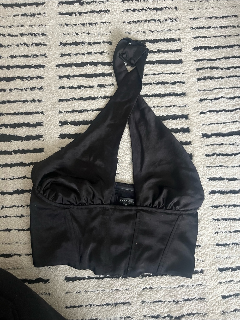 Dynamite Black Satin Corset Top
